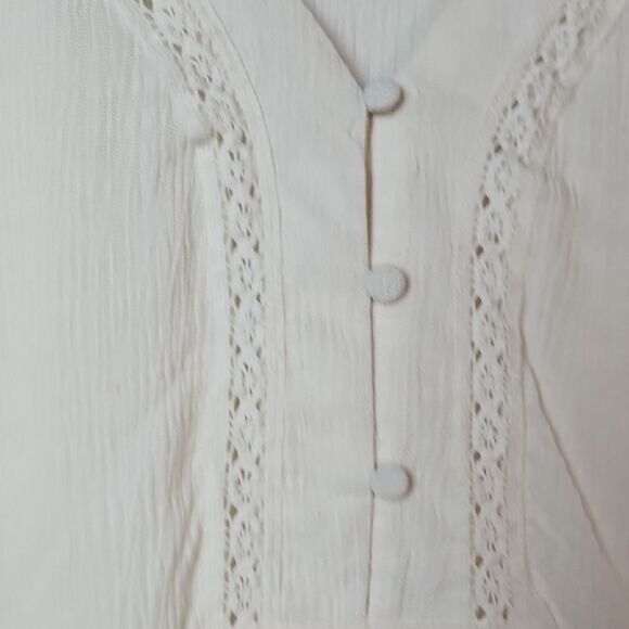 Eyeshadow Women's M Flutter Sleeve Fabric Button Crop Top Coquette Fairy Boho - Picture 5 of 10